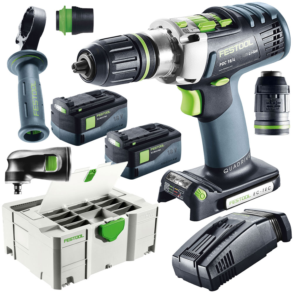 Festool Akkuschrauber PDC 18/4 Li 5,2 SET XL 574704 Schlagbohrschrauber QUADRIVE